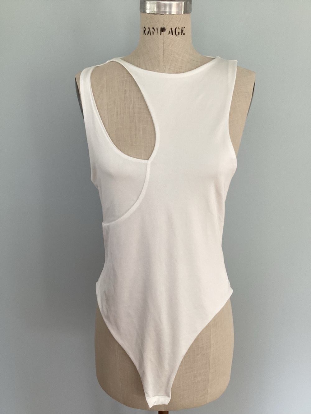 Missguided White Asymmetric Cutout Sleeveless Bodysuit - Size 14 NWT